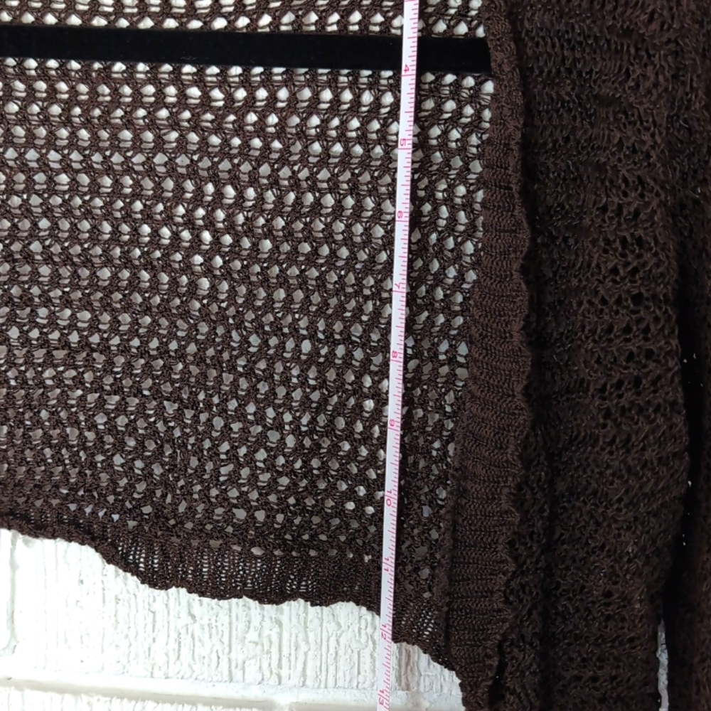 Cropped Crochet Shrug Bolero Dark Brown Y2K - Picture 4 of 4